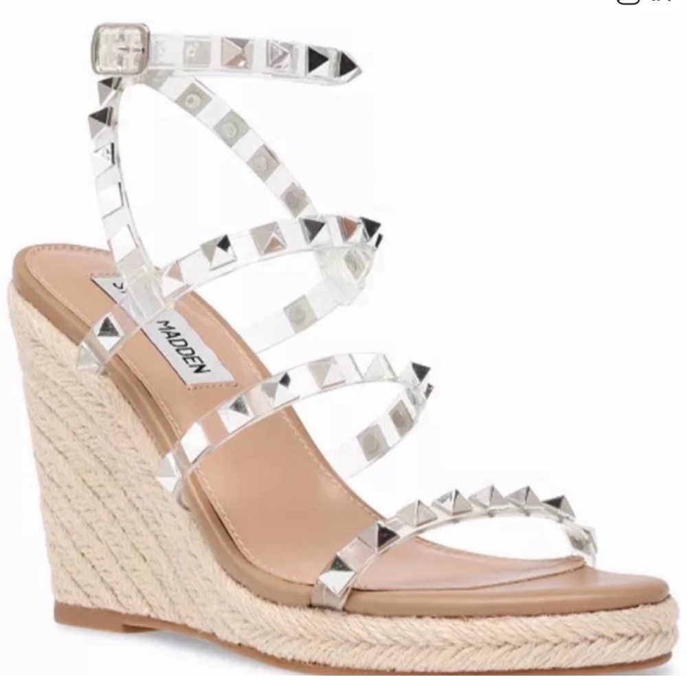 Steve Madden Silver Studded Clear Wedges